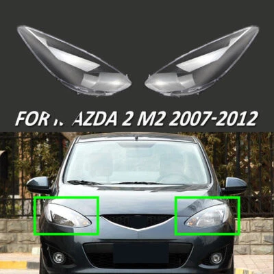 Fit For Mazda 2 M2 2007-2012 Pair Clear Headlight Lens Cover LAMP Masks - image 1 of 4