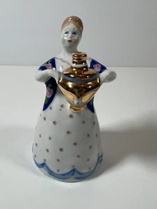 Statuina porcellana Dulevo russa sovietica URSS vintage ragazza con samovar dipinta a mano - Foto 1 di 9