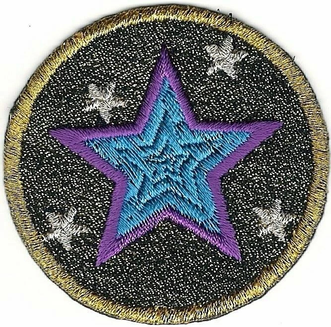 2" Metallic Gold Silver Black Purple Blue Celestial Star Embroidery Patch - Image 1 of 1