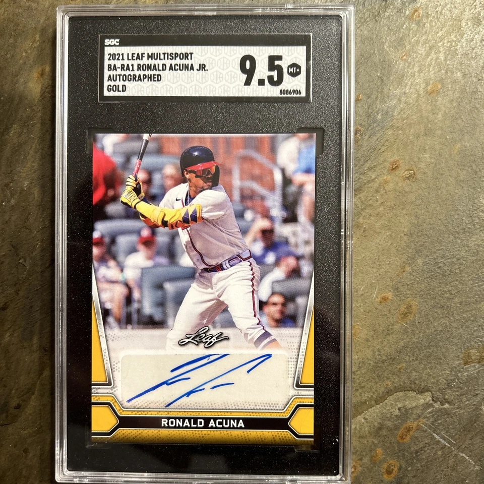 2021 Leaf Multi-Sport Ronald Acuna BA-RA1 Auto Autograph  - Braves Gold SGC 9.5 - Image 1 of 2
