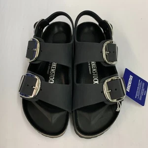 Birkenstock New w/o Box Milano Big Buckle Black Oiled Leather Exquisite Regular - Picture 1 of 4
