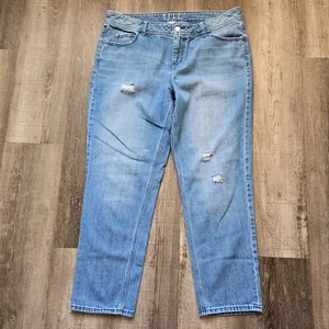 Elle Jeans Womens Size 12 Distressed Light Wash Blue Denim Ankle 35x26 Whiskered - Picture 1 of 10
