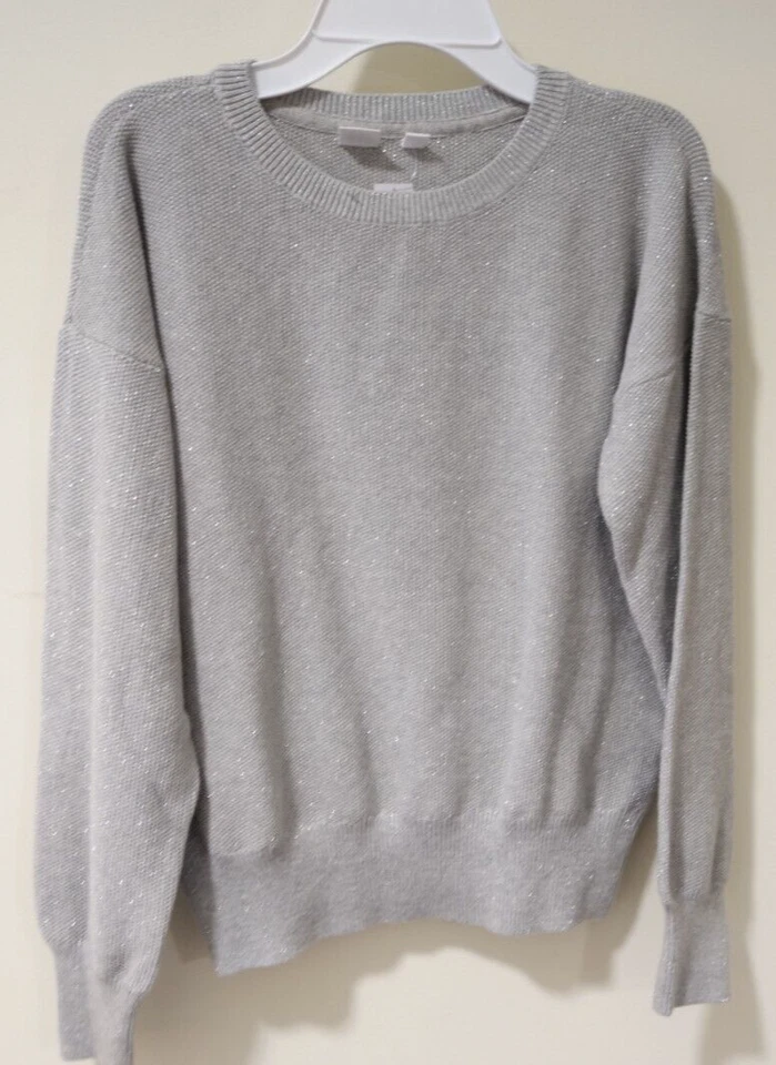 NWT Gap Kids Sparkly Gray Slouchy Sweater Girl's Size L / 10 - Image 1 of 1