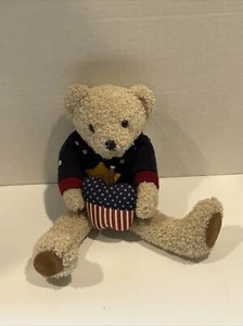 Interieur Akzente sitzender Americana Bär Puppe Pullover Flagge Apfel Neu mit Etikett - Bild 1 von 4