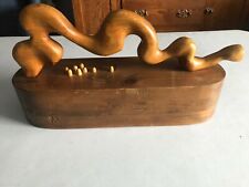 Mid Century Modern Abstract Carved Wooden Sculpture Biomorphic, Artist K.M.Chung