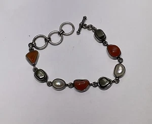 SCHÖNER STARBORN signierter Sterling 925 Karneol Achat, Pyrit, MOP. VERSAND KOSTENLOS! - Bild 1 von 9