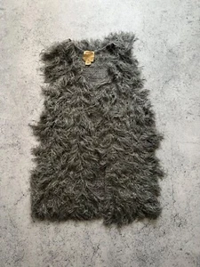 Chaleco peludo True Religion de piel sintética para mujer talla Y2K mediana gris sin mangas informal - Imagen 1 de 21