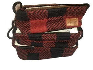 Pendleton Home Decor Storage Red Black Buffalo Plaid Bin Basket Triple-Set - Picture 1 of 12