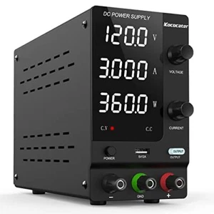 IKococater DC Power Supply Variable 120V 3A with Output Switch Adjustable Re