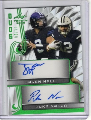 2023 LEAF TRINITY DUOS JAREN HALL/PUKA NACUA ROOKIE/RC 2X-AUTO #9/10 - Image 1 of 2