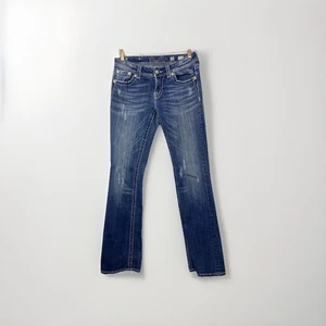 MISS ME JP5156B Boot Cut Womens Jeans Size 28 x 32inseam Fleur de Lis Distressed - Picture 1 of 15