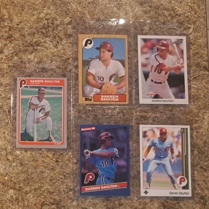 (5) Darren Daulton 1985 Fleer Rookie card RC 1986 1987 Donruss Topps Phillies  - Image 1 of 4