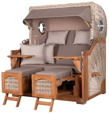 Strandkorb-Set Ammersee Grande XL Teak - PE shell - Modell 534 - Liftersystem - Bild 1 von 4