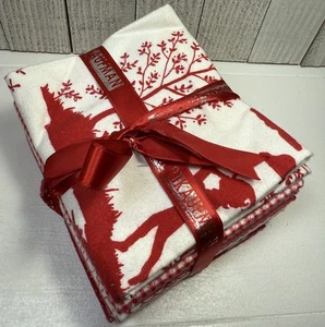 Paquete de franela Robert Kaufman cuarto de grasa rojo y blanco 6 piezas acolchado y manualidades - Imagen 1 de 20