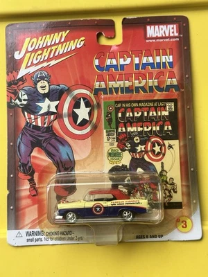Johnny Lightning Captain America #100 '56 Chevy Convertible Marvel 2002 - Image 1 of 2