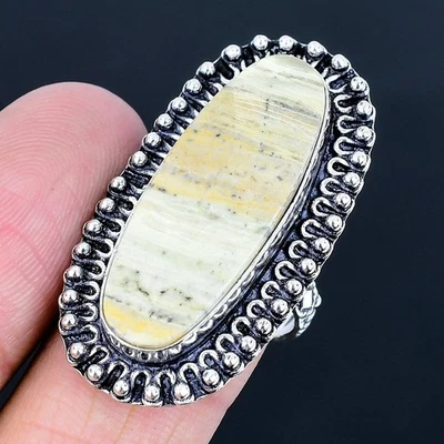 Ocean Jasper 925 Silver Plated Handmade Ring of US Size 9 - Image 1 of 3