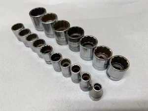 12 Point Snap-On 17 pc SAE 1/2" Drive Chrome Shallow Socket Set 3/8 to 1-5/16" - Picture 1 of 22