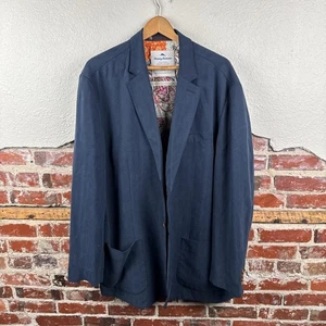 Tommy Bahama Blazer Mens 2XL Navy Blue Silk Wool Blend Paisley Lined Sport Coat - Picture 1 of 8