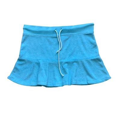 Joe Boxer 毛圈布迷你裙游泳遮盖蓝绿色 90 年代度假村小号新品 — 第 1/4 张图片