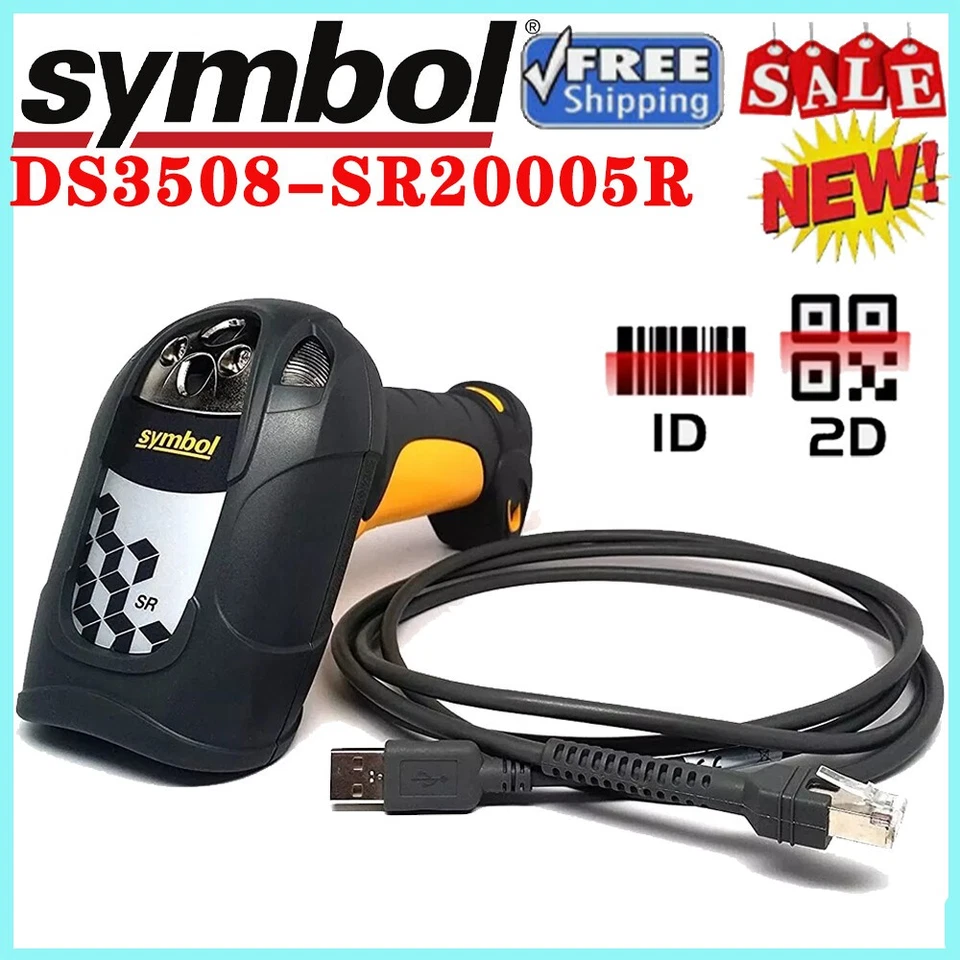Zebra Motorola DS3508-SR20005R 1D/2D Barcode Scanner With USB Cable Black UK - Image 1 of 4