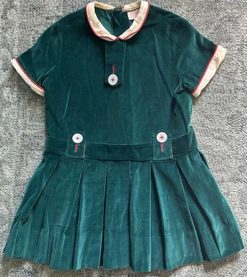 Vestido Vintage Niña Terciopelo Verde Cintura Caída por Celeste of New York 4T - 6T Foto 1 de 3