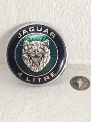 1997-2002 JAGUAR XK8 FRONT BUMPER EMBLEM GREEN LOGO BADGE HJA5903AA OEM - Image 1 of 4