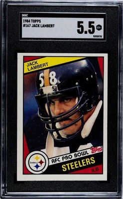 1984 Topps Jack Lambert #167 (HOF) - Pittsburgh Steelers - SGC 5.5 EX+ - Image 1 of 3
