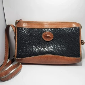 Vintage DOONEY & BOURKE Black All Weather Leather Crossbody Bag Purse USA - Picture 1 of 15