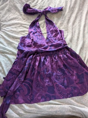 French connection - Purple paisley- Halter Top Size 14- 100% Silk - Image 1 of 4