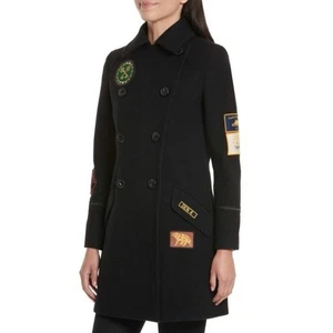 NUEVO Abrigo Naval Coach 1941 Parche Militar (Talla 2) Mezcla de Lana Doble Pecho Negro - Imagen 1 de 16