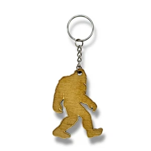 Keychain - Bigfoot Sasquatch  - Birch wood - Picture 1 of 2