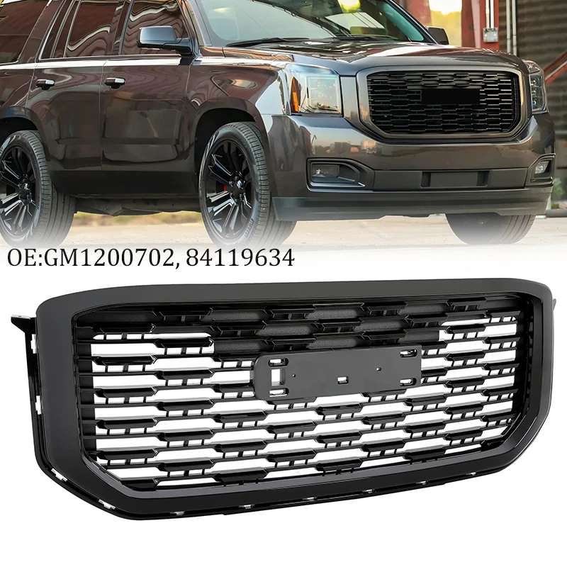 Parrilla de parachoques delantera negra brillante estilo Denali para GMC Yukon XL 2015-2020 Foto 1 de 4