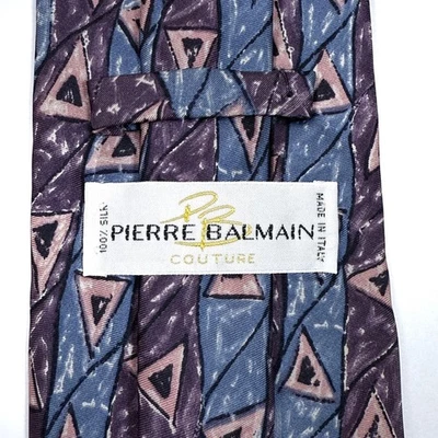 Corbata Pierre Balmain Couture seda geométrica triángulo cuello - L: 57" W: 3,5" Foto 1 de 4