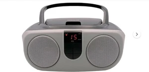Sylvania SRCD243 Portable CD Player with AM/FM Radio, Boombox Silver/Black - Picture 1 of 2