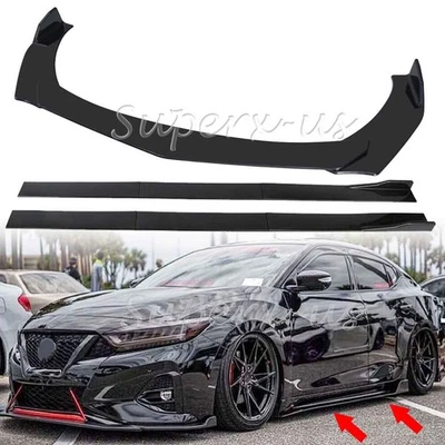 For Nissan Maxima 2011-2016 Front Bumper Chin Lip Splitter Body Kit + Side Skrit Foto 1 de 4
