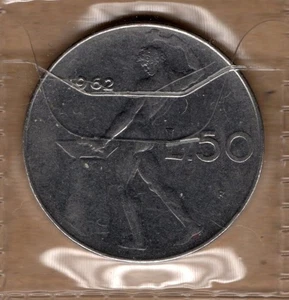 Q153 Moneta Coin ITALIA Repubblica Italiana 50 Lire Vulcano 1° Tipo 1962 - Picture 1 of 1