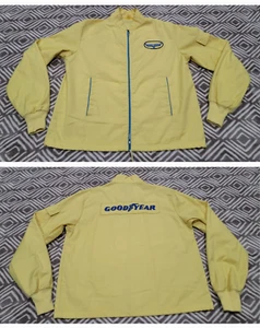 VTG Goodyear Racing Jacket Yellow Full Zip Men Medium/Large Patch Logo - Picture 1 of 16