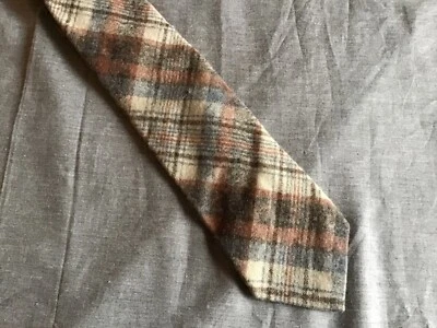 Corbata Pendleton 100 % lana virgen marrón tostado naranja a cuadros vintage EE. UU. Foto 1 de 3