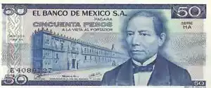 Mexico P67b, 50 Pesos, Juarez / Zapoteca Indian Wind goddess, 1979 UNC - Picture 1 of 2