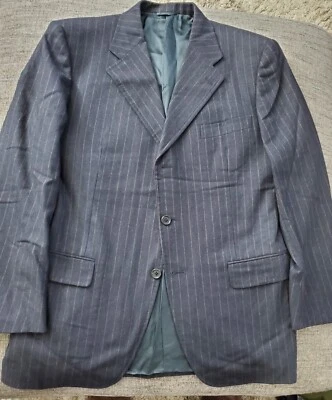 Burberry London Men's Black w/Brown Pinstripes SportCoat Cashmere Wool Size 44 R - Image 1 of 4