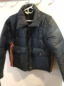 Vintage Mel Nick 80s removable sleeves Jacket vest Blue Red Stripe Medium VTG - Picture 1 of 4