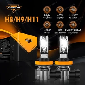 2x 1:1 H11 LED Headlight Bulbs Low Beam White Super Bright 6500K 20000LM Fanless - Picture 1 of 12