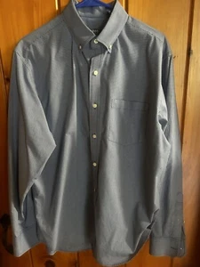 IZOD Premium Essentials LS Button Down Shirt Blue White Check L Pristine! Pics! - Picture 1 of 4