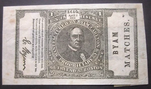 US # RO52 1 cent BYAM MATCHES Boston Mass Propriety Match stamp - Picture 1 of 2