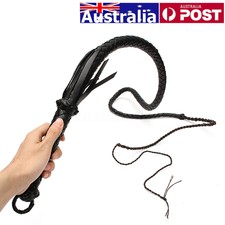 AU 210cm Black Artificial Leather Bullwhip Plait Rider Bull Stockwhip Cow Whip