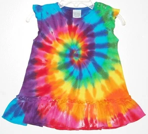 Baby Girl TIE DYE Rainbow PinWheel Dress 3 6 12 18 24 months hippie art - Imagen 1 de 1