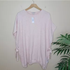 Neu mit Etikett Loft | rosa gesprenkelter Poncho Pullover mit seitlichen Bändern, Größe Medium/Large M/L - Bild 1 von 5