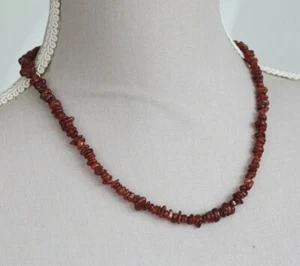 GARNET NECKLACE WITH 925 STERLING SILVER CLASP 19" (COGNAC) JANUARY BIRTHSTONE - Picture 1 of 4