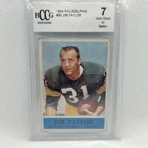 1964 Jim Taylor #80 Topps Football Card Green Bay Packers Graded 7 BCCG - Picture 1 of 7