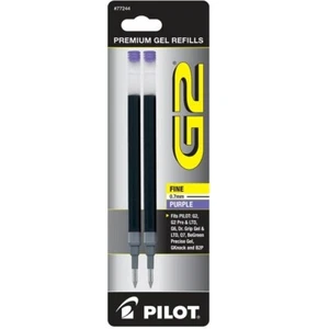 77244 Pilot G2 Gel Rollerball Pen Refill, Fine 0.7mm, Purple Ink, 3 Packs of 2 - Picture 1 of 1